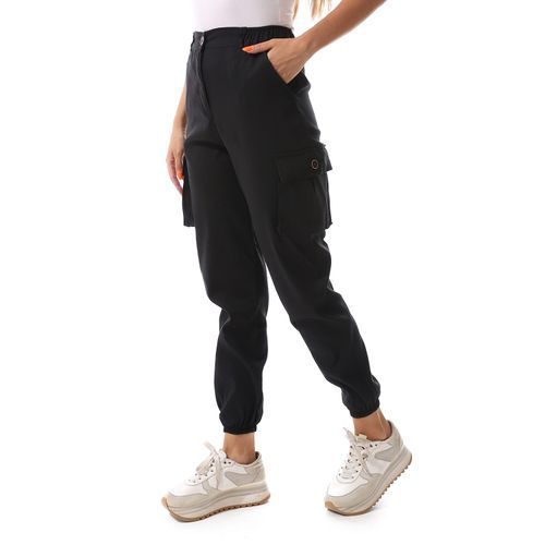 product_image_name-Andora-Black Unisex Ribbed Cargo Pants-3
