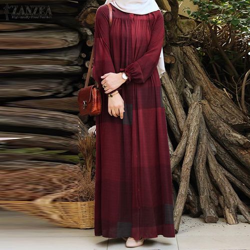 Fashion ZANZEA Women Muslim Kaftan Casual Holiday Button Down Dresses @  Best Price Online | Jumia Egypt