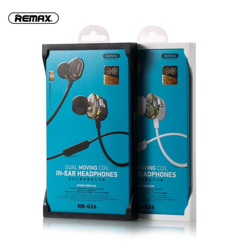 Remax RB-S26 Stereo Wireless Dual Moving Coil For More Delicate and Pure Sound In-Ear Earphones - Black