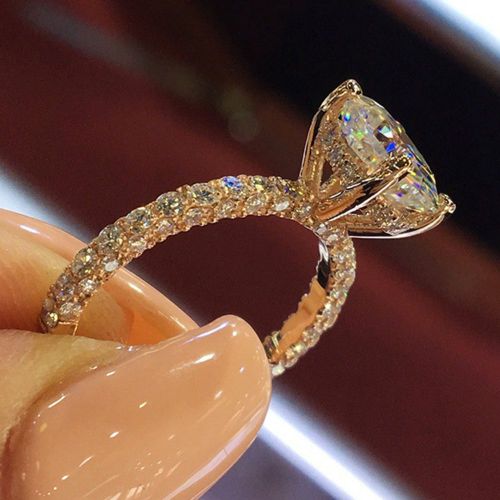 Luxury Female Big Black Stone Ring Fashion Silver Color Zircon Wedding  Jewelry For Women Bridal Love