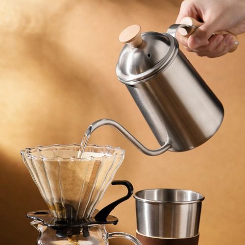 Stainless Steel Coffee Kettle With Wooden Handle 650ml