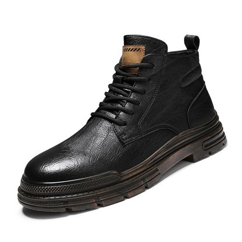 Fashion Men s High top Leather Martin Boots Black Best Price Online Jumia Egypt