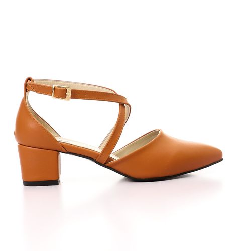 Buy Heeled Leather Shoes - Brown in Egypt