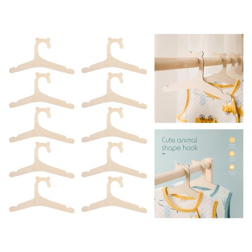 Kids Clothes Hangers 10 Pcs, Baby Animal Hangers, Children Wooden