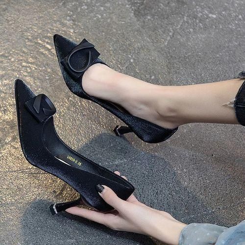 Fashion Black Women s 2022 New Pointed Satin Stilettos Heel Height 6cm Best Price Online Jumia Egypt