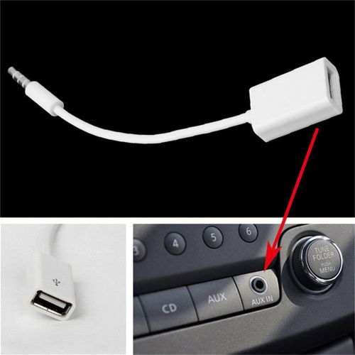 3.5mm Car Cable Male Car AUX Audio Plug Jack To USB 2.0 Female Converter  Adapter Black White Color Can Choose