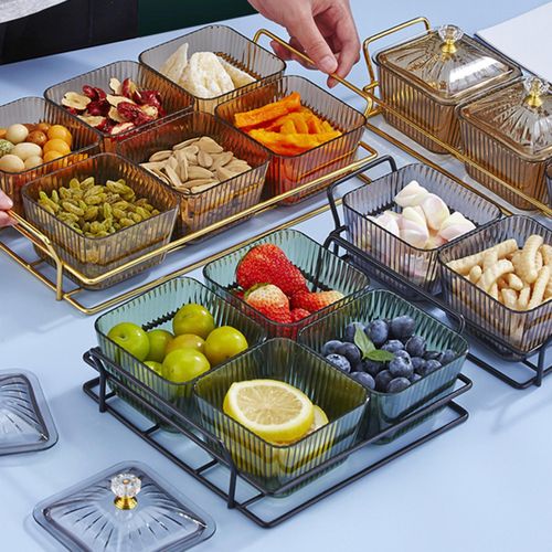 1pc Storage Containers, Veggie Tray With Lid, Divided Snack Box Container  With 4 Or 6 Compartments, For Party Serving Platter, For Fruit, Snack, Appet