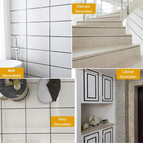 product_image_name-Generic-ديكور منزلي شريط تقسيم بلاط لاصق ذاتي شريط تقسيم بلاط زخرفي ديكور أرضية غرفة سيراميك قطعة واحدة 2 سم × 50 م لون أسود غير لامع-2