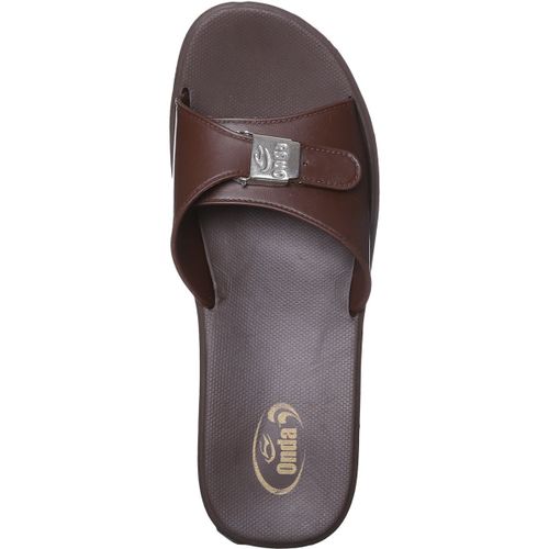 Buy Buckle-Slide Strap Slippers - Brown in Egypt