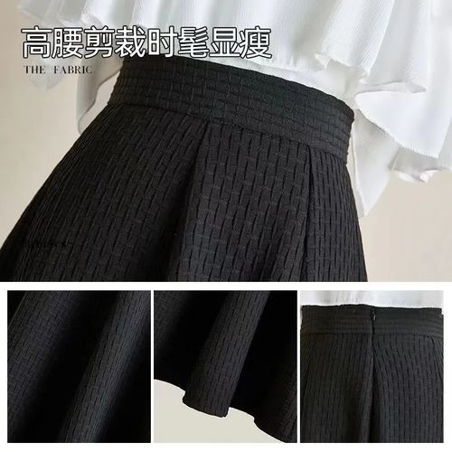 Autumn and Winter Pleated Skirt Black Skirt New Fashion High Waist