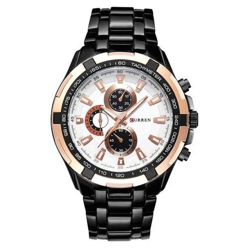 Generic CURREN 8023 Men Stainless Steel Analog Sport Quartz Watch Black Case Gold Ring White Face Best Price Online Jumia Egypt