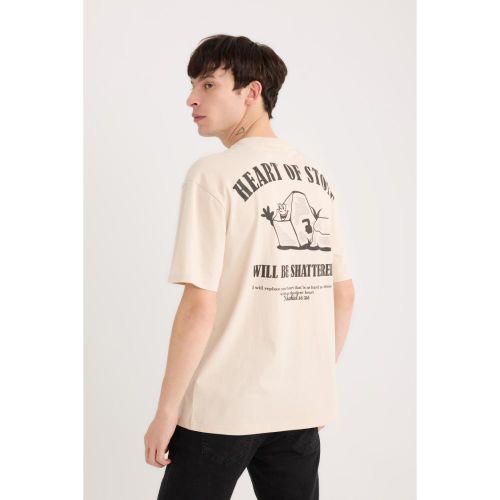 product_image_name-Defacto-Man Boxy Fit Short Sleeve T-Shirt - SAND-1