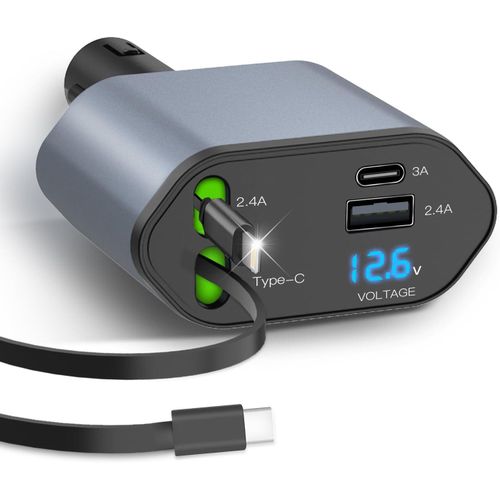 product_image_name-Generic-شاحن سيارة قابل للسحب بقوة 66 واط مع شاشة عرض الفولتية 4 في 1-4