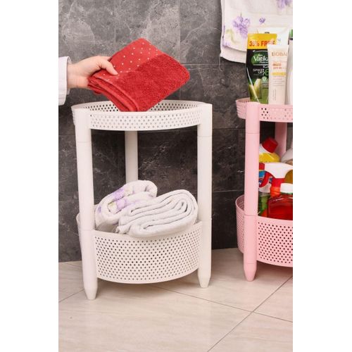 Generic Round storage container with perforated pattern (round base) (white, 2 tiers) - image 2