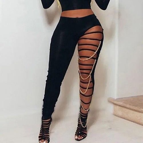 16 Jeans Omsj Sexy High Waist Ripped Leggings Women Black Slim Holes  Trousers hot pants @ Best Price Online