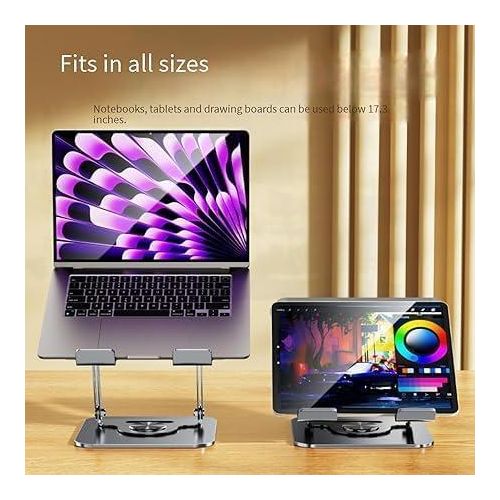 product_image_name-Generic-حامل لاب توب قابل للتعديل من الألومنيوم، قابل للطي مع دوران 360 درجة، ارتفاع قابل للتعديل، محمول ومريح، موديل sG-19-4