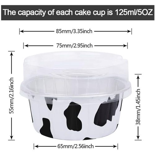 100pcs 5oz Aluminum Muffin Cups with Lid, Muffin Liners Cups with Lids,  Disposable Foil Ramekins, Aluminum Cupcake liners, Creme Brulee Ramekins,  Aluminum Foil Cupcake Baking Cups Holders Pans