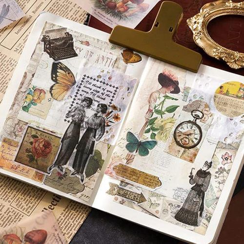 100 Pcs Vintage Scrapbook Supplies Pack for Junk Journal Art Trash