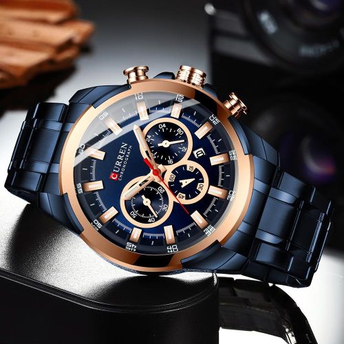 Curren Sports Watch Unique Design Stainless Steel Automatic Date