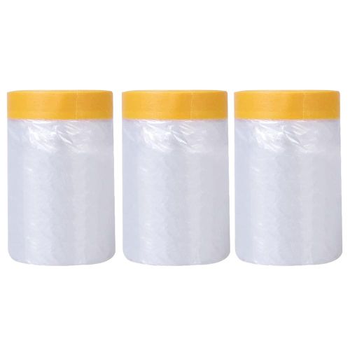 4 Rolls Masking Paper, Automotive Spray Paint Masking Paper, Waterproof Tape  and Drape Painter Paper for Automotive Wall Furniture Painting Protection 