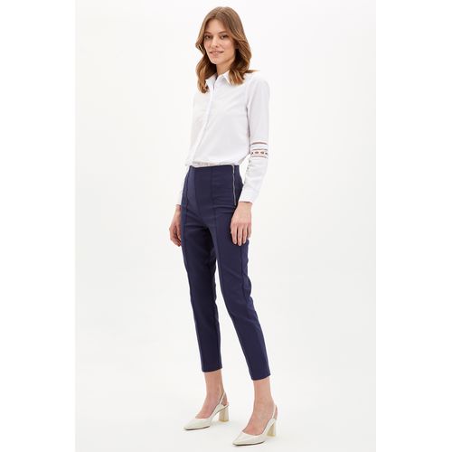 ladies navy slim fit trousers