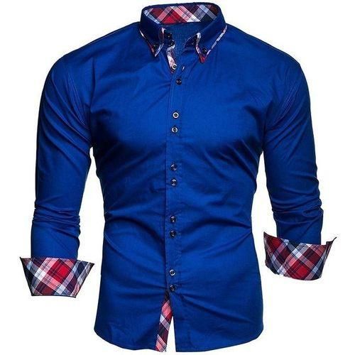 Royal blue short sleeve dress shirt sales
