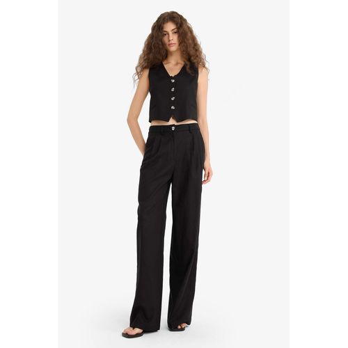 product_image_name-Defacto-بنطلون وايد ليج برجل واسع بجيب من مزيج الكتان وخصر عالي-3