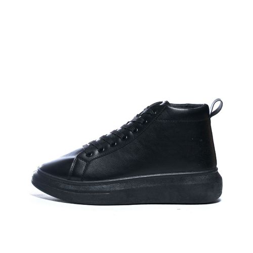 Desert Basic Lace up Leather Half Boot Sneakers For Men BLACK