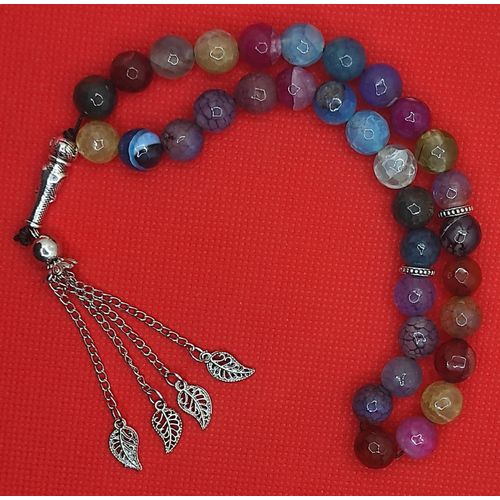 product_image_name-Generic-سبحة احجار العقيق الطبيعية من اكسسوارات مليكة - متعددة الالوان، 33 خرزة-3