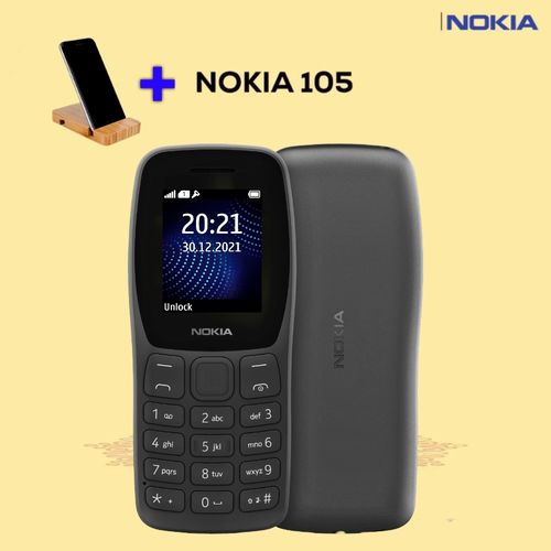 Buy Nokia 105 Dual Sim - Mobile Phone - Charcoal +Free Mobile Holder in Egypt