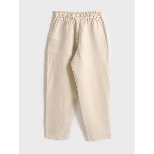product_image_name-LC Waikiki-Elasticated Waist Plain Linen Women's Trousers-4