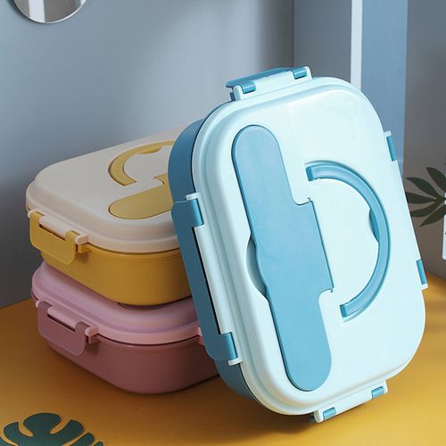 1pc Cartoon Bento Box For Outdoor With Dividers, Portable Student Lunch Box