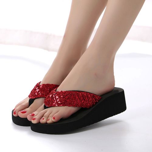 Buy Fashion Hiamok Women's Summer Sequins Anti-Slip Sandals Slipper Indoor & Outdoor Flip-flops	Women's Summer Sequins Anti-Slip Sandals Slipper Indoor & Outdoor Flip-flops in Egypt