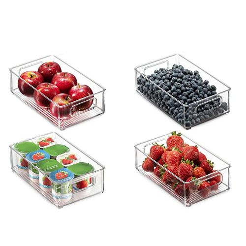 Clear Plastic Refrigerator Organizer Bins Fridge Food Pantry