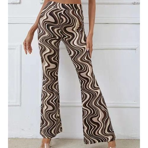 Fashion (Dark Brown)Flare Pants Vintage Clothes 90s Print Wide Pants Slim  High Waist Pants For Women Gallery Dept Hip Wrap Leggings Women DOU @ Best  Price Online