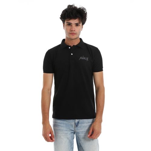 اشتري Air Walk Pique Printed Pattern Polo Shirt - Black في مصر