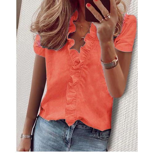 Women Blouses and Tops Fashion Solid Top Sleeve Long Blouse Loose Size  Button Women's Plus Casual Shirt Women's Blouse 