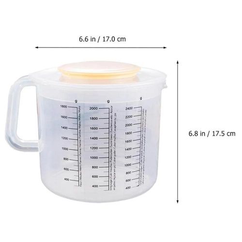 2.5L Large Capacity Baking Measuring Cup Scale Mixing Bowl with Lid  Transparent Plastic Mixing Cup for Home Kitchen