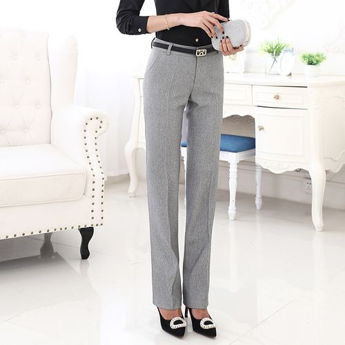 Fashion (Light Gray Pants)Lenshin Plus Size Formal Adjustable Pants For  Women Office Lady Style Work Wear Straight Belt Loop Trousers Business  Design WEF @ Best Price Online