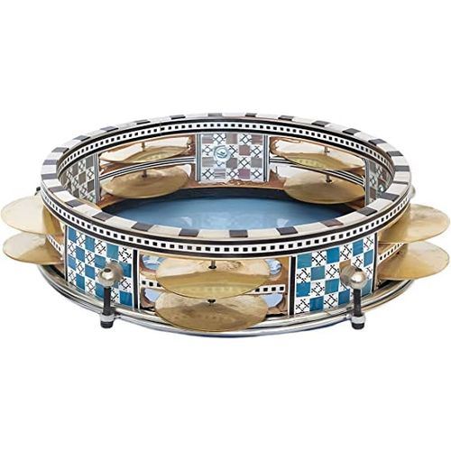 Generic Colorful Wooden Mosaic Riq Tambourine With 10 Pairs X
