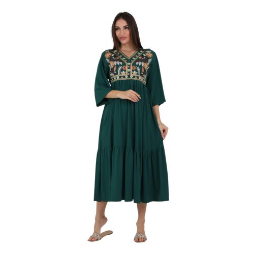Women's Cotton Night Dress  Embroidered Floral Design
