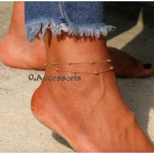 اشتري O. Accessories خلخال سلاسل رقيقه مزدوج _فضي _يمكن التحكم بالمقاس في مصر