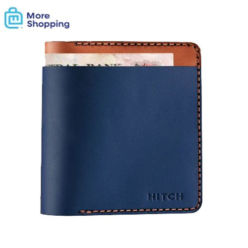 Buy Hitch Bifold Wallet - Handmade Natural Genuine Leather - Havan/Navy in Egypt
