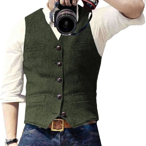 Dark green vest mens top