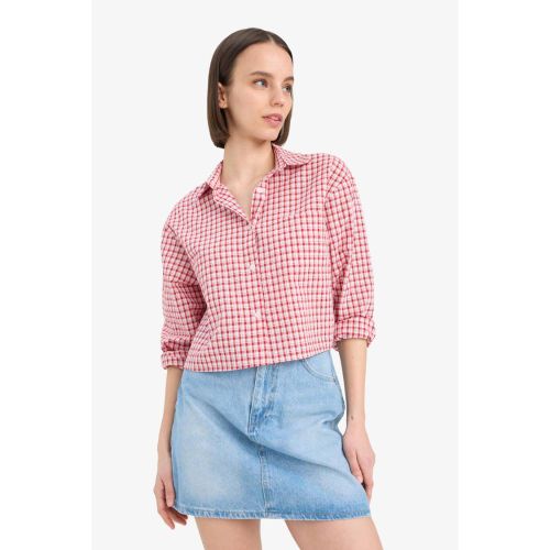 product_image_name-Defacto-Woman Shirt Neck Oversize Fit Long Sleeve Shirt - Red-3