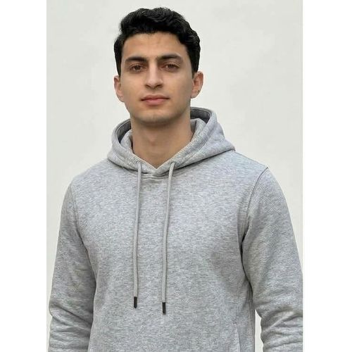 Generic هودي – قطن 100% – قصة عادية (سادة) – رصاصي فاتح
