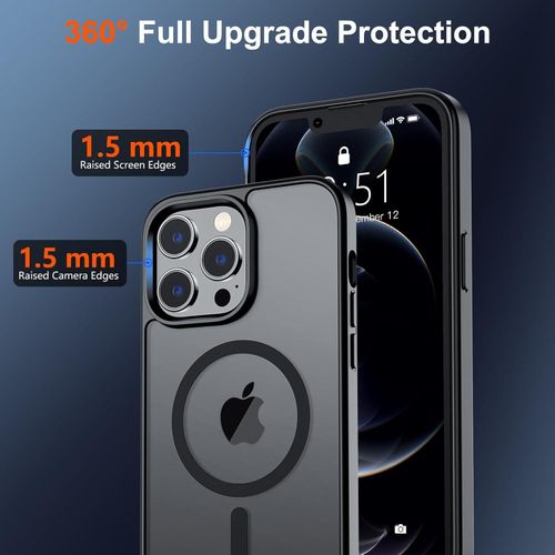 product_image_name-Generic-سوبفاين جراب مغناطيسي لموبايل ايفون 12 برو ماكس (متوافق مع ماج سيف) (حماية من السقوط من الدرجة العسكرية) جراب رفيع شفاف غير لامع مضاد للصدمات مع مضاد لبصمات الاصابع، اسود-4