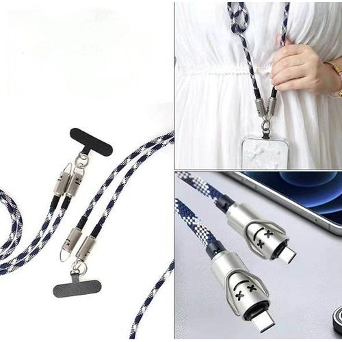 product_image_name-Shield-USB Cable Type C / Type C (For Mobile Phone Lanyard Fast Charger) Multi-Function ( Black&White )-2