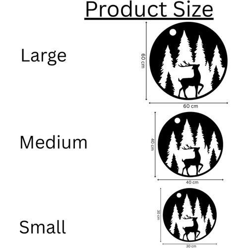 product_image_name-Generic-Modern Wooden Wall Art - Laser Cut Deer in Forest - Round Black Plaque-5