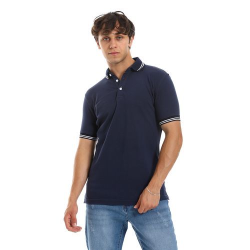 Buy Andora Short Sleeves Pique Pattern - Navy Blue in Egypt